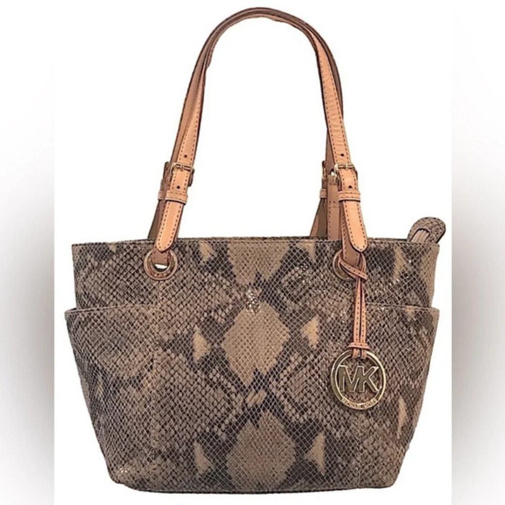 Michael Kors Jet Set Python Embossed Leather Gold… - image 16